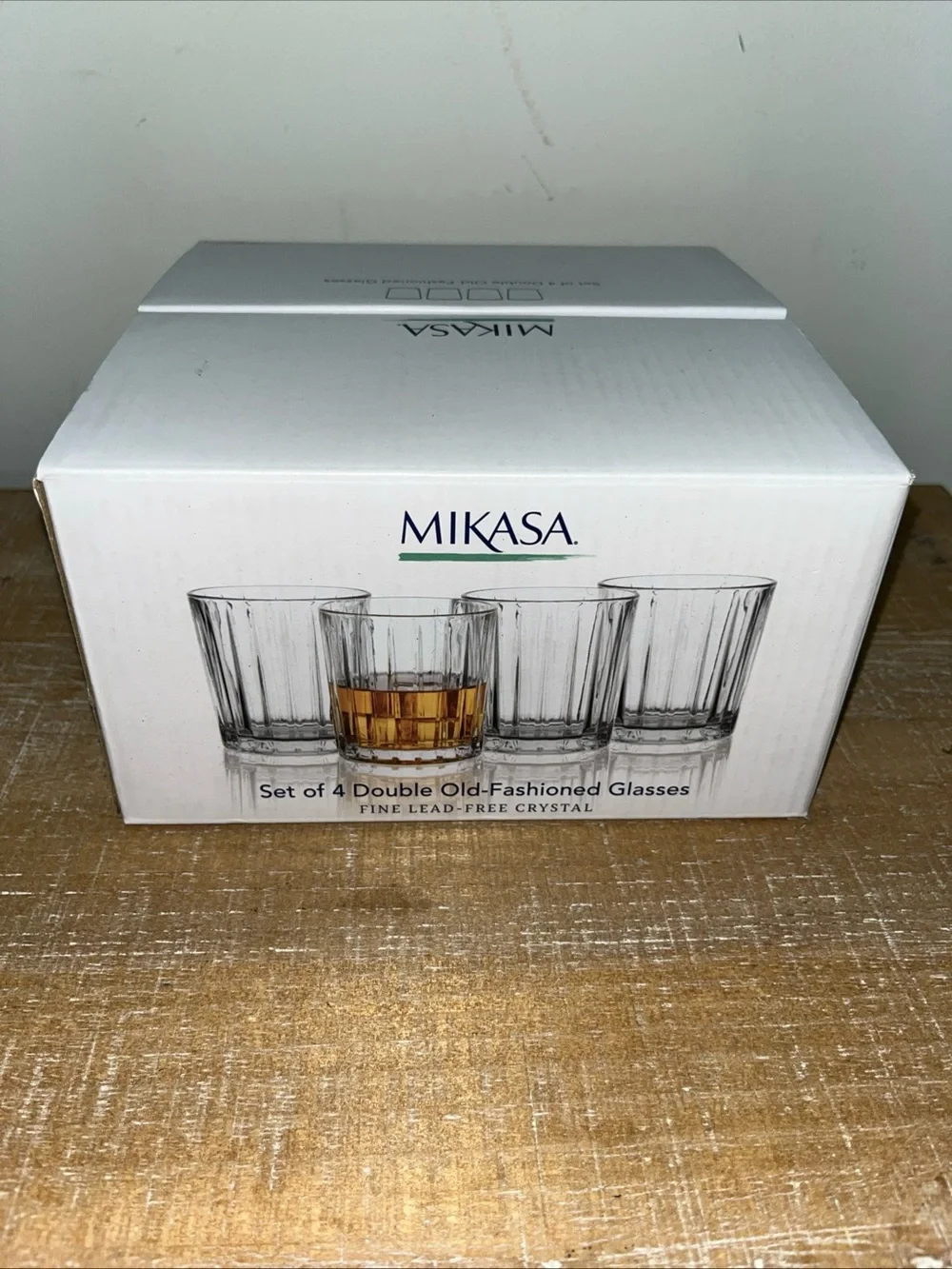 Mikasa Clear Double Old-Fashioned Glasses Set with Amber Accent
